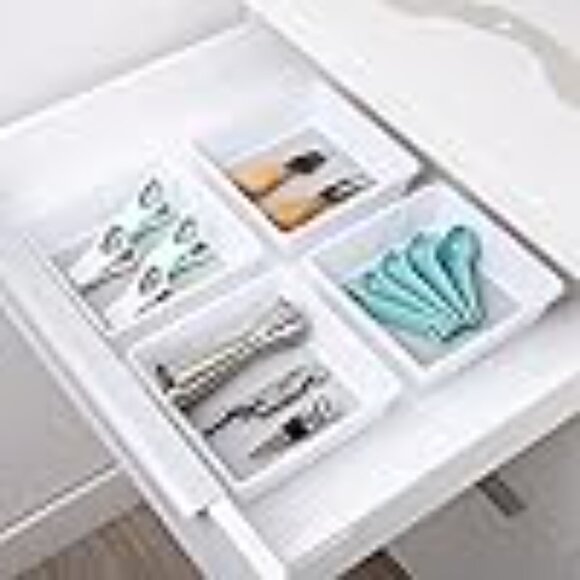 Smart Design Plastic Drawer Organizer - Set of 2 - Size 6.75 x 6.75 Inch - Picture 4 of 6